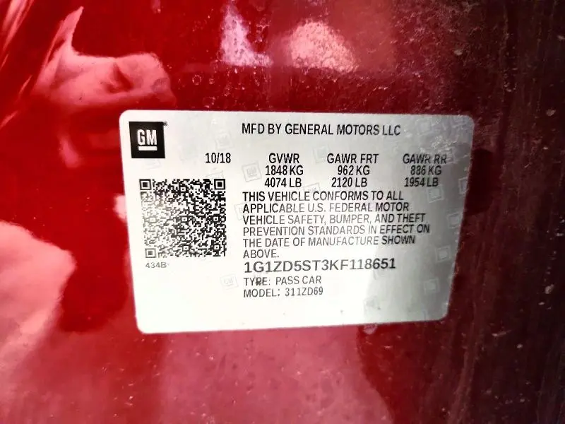 2019 CHEVROLET MALIBU LT  