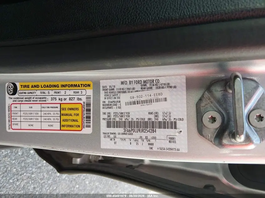 2018 FORD FUSION HYBRID SE