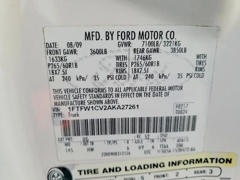 2010 FORD F150 SUPERCREW  