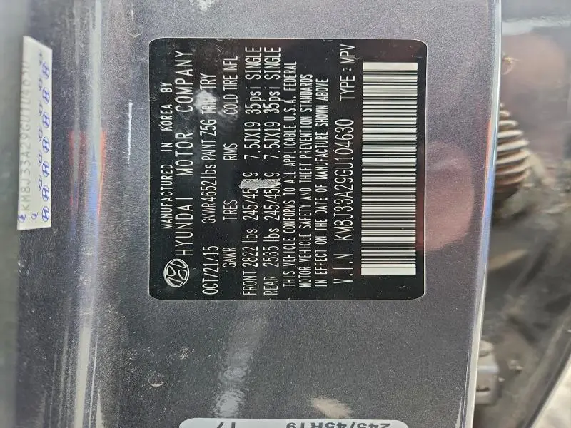 2016 HYUNDAI TUCSON LIMITED  