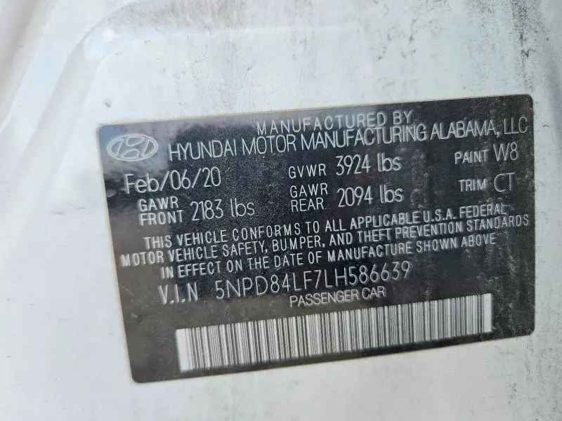 2020 HYUNDAI ELANTRA SEL  