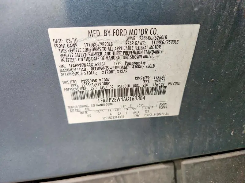 2010 FORD TAURUS SEL  