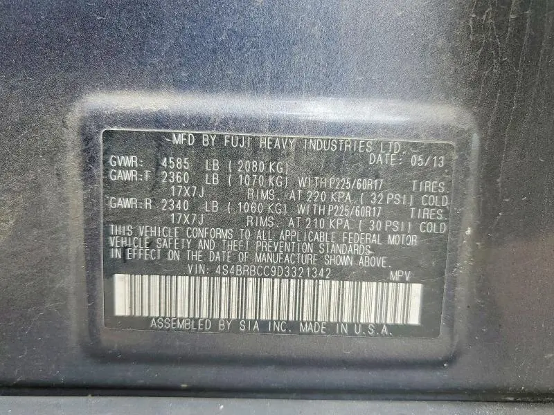 2013 SUBARU OUTBACK 2.5I PREMIUM  