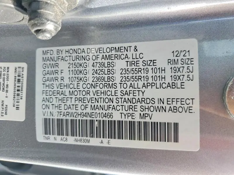 2022 HONDA CR-V TOURING  