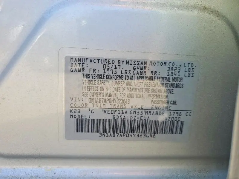 2017 NISSAN SENTRA SV  