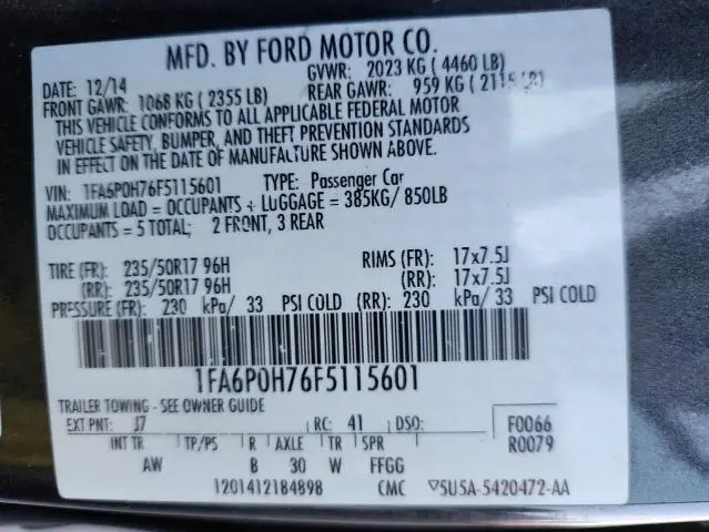 2015 FORD FUSION SE  
