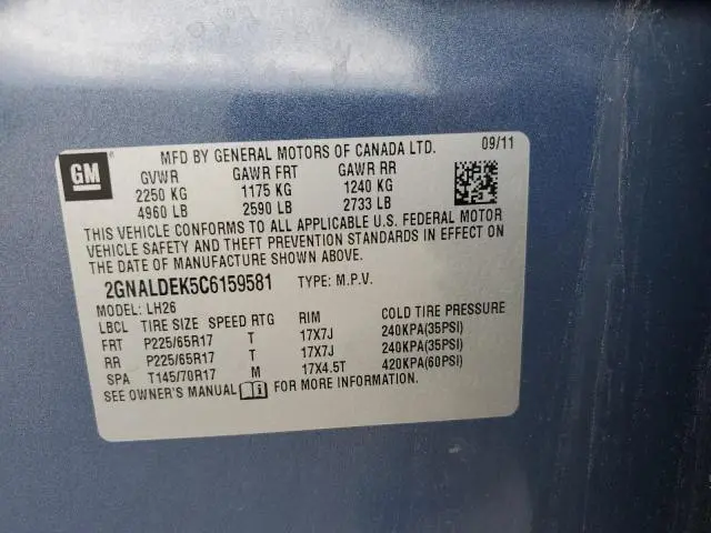 2012 CHEVROLET EQUINOX LT  