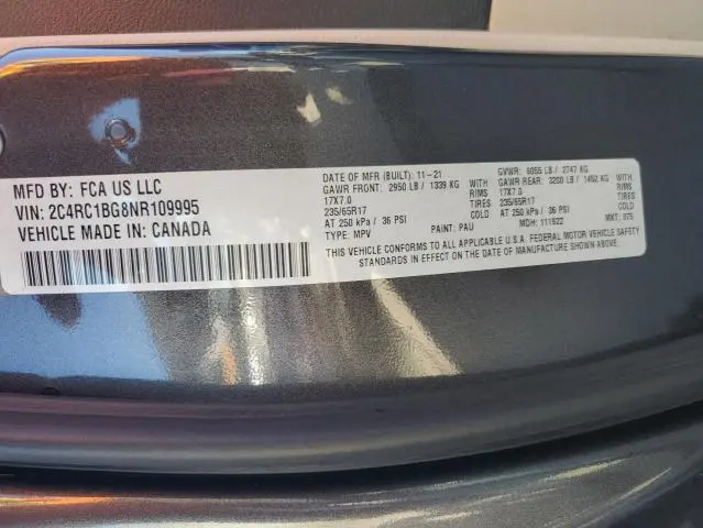 2022 CHRYSLER PACIFICA TOURING L  