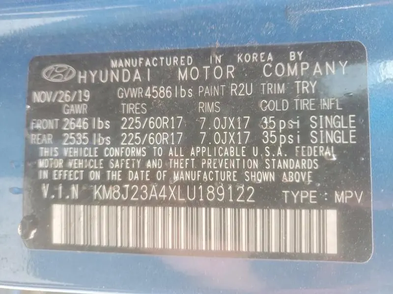 2020 HYUNDAI TUCSON SE  