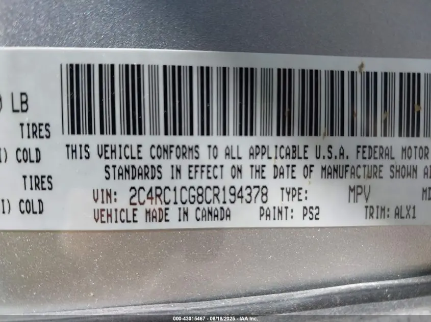 2012 CHRYSLER TOWN & COUNTRY TOURING-L
