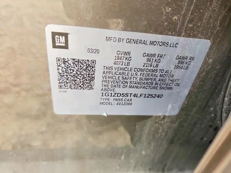 2020 CHEVROLET MALIBU LT  