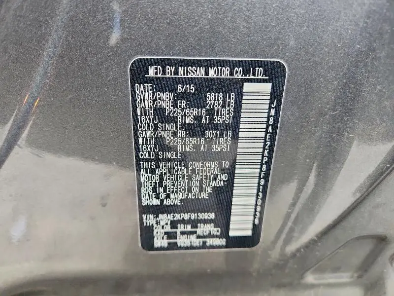 2015 NISSAN QUEST 3.5 SV  