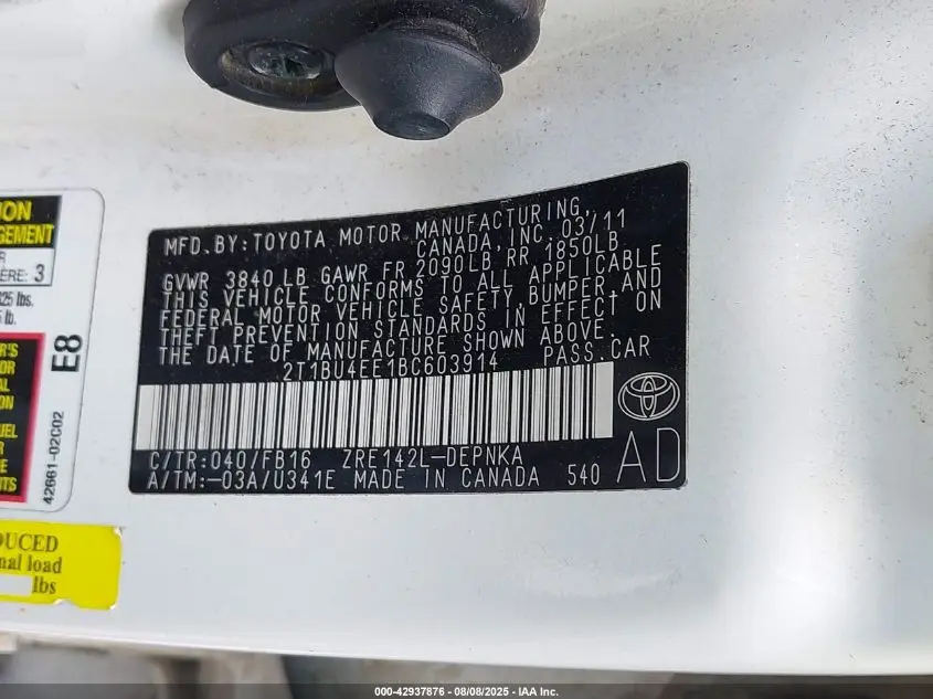 2011 TOYOTA COROLLA LE