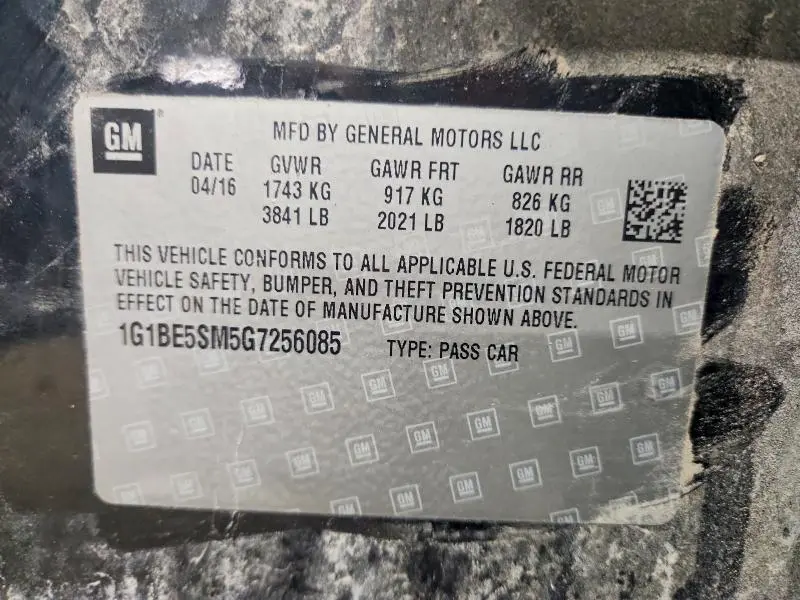 2016 CHEVROLET CRUZE LT  