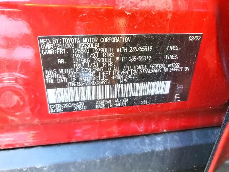 2022 TOYOTA RAV4 PRIME XSE  