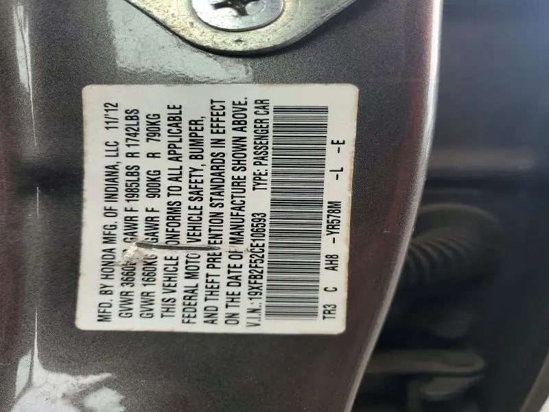 2012 HONDA CIVIC LX  