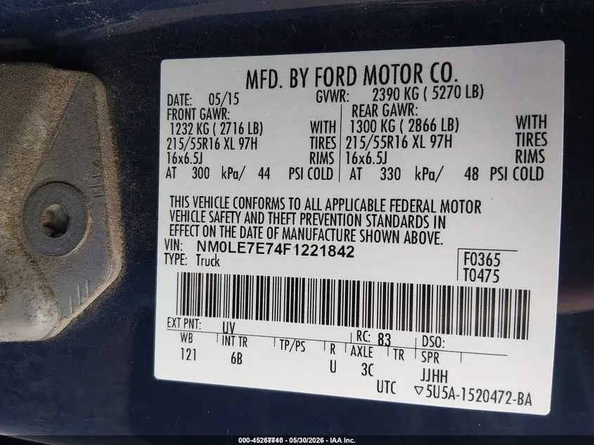 2015 FORD TRANSIT CONNECT XL