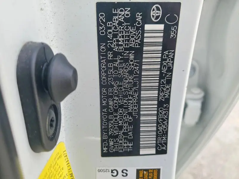 2020 TOYOTA COROLLA LE  