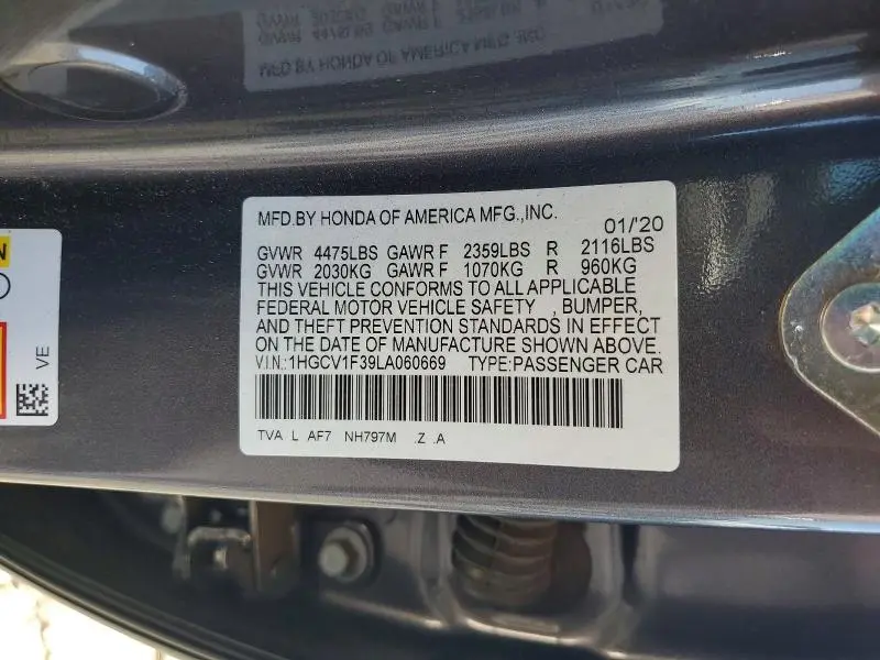 2020 HONDA ACCORD SPORT  