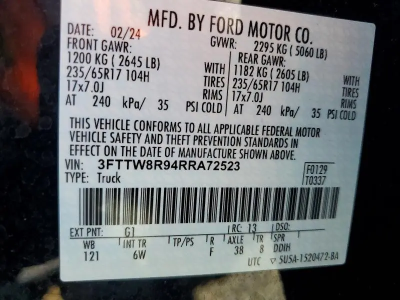 2024 FORD MAVERICK LARIAT TREMOR  