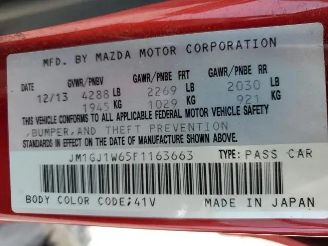 2015 MAZDA 6 GRAND TOURING  