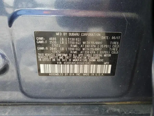 2017 SUBARU OUTBACK 2.5I PREMIUM  