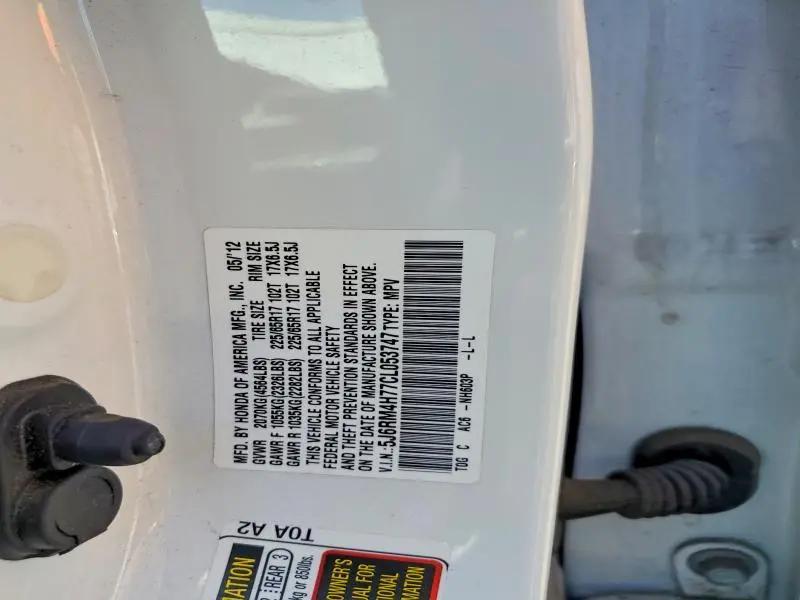 2012 HONDA CR-V EXL  