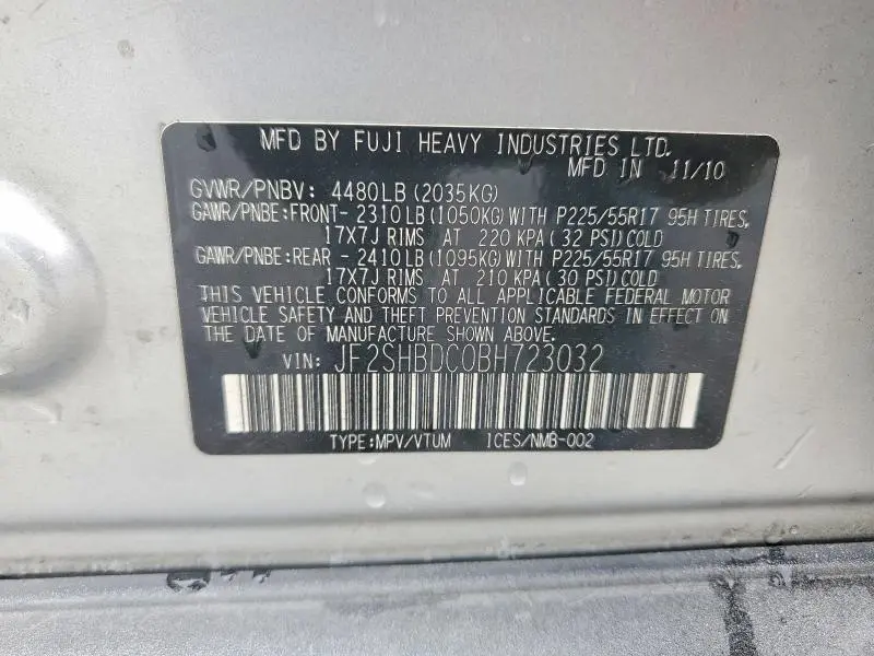 2011 SUBARU FORESTER 2.5X PREMIUM  