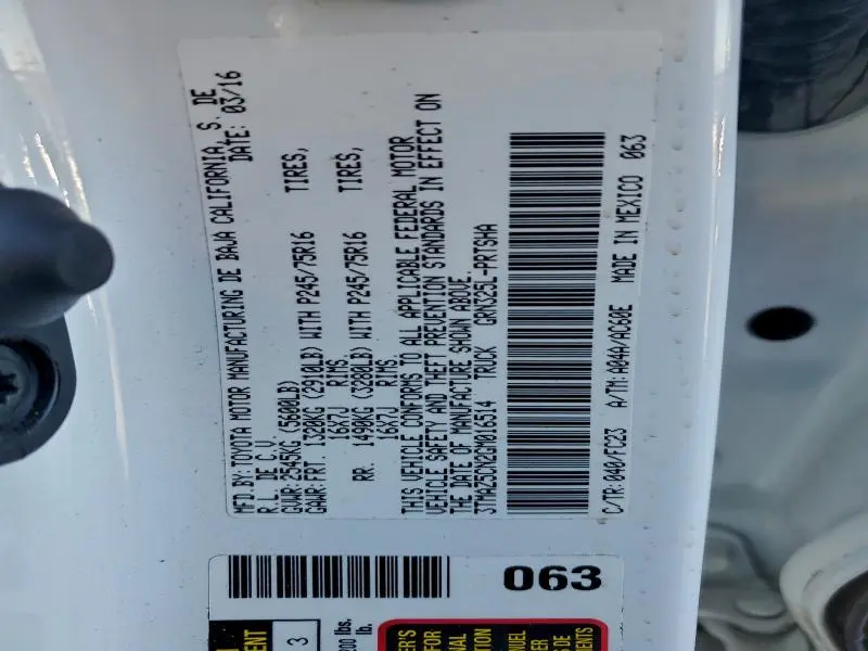 2016 TOYOTA TACOMA DOUBLE CAB  