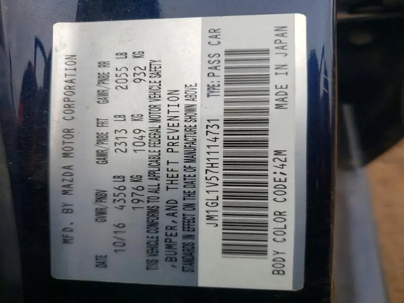 2017 MAZDA 6 TOURING  