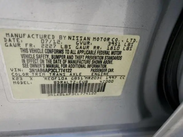 2012 NISSAN SENTRA 2.0  