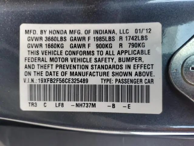2012 HONDA CIVIC LX  