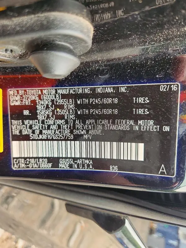 2016 TOYOTA HIGHLANDER XLE  