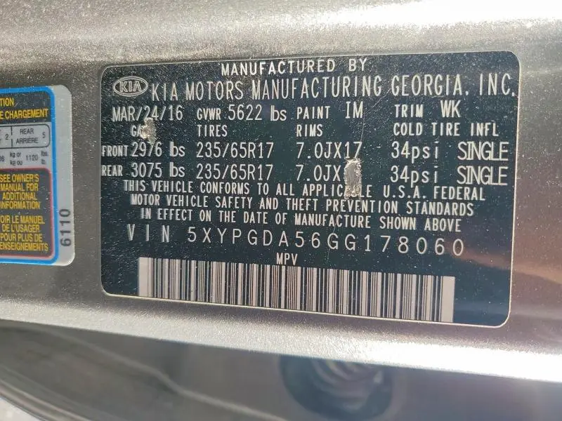 2016 KIA SORENTO LX V6  