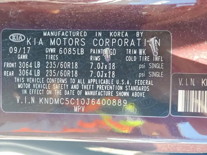 2018 KIA SEDONA EX  