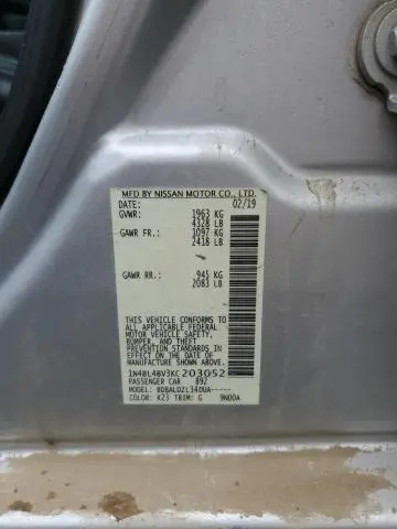 2019 NISSAN ALTIMA S  