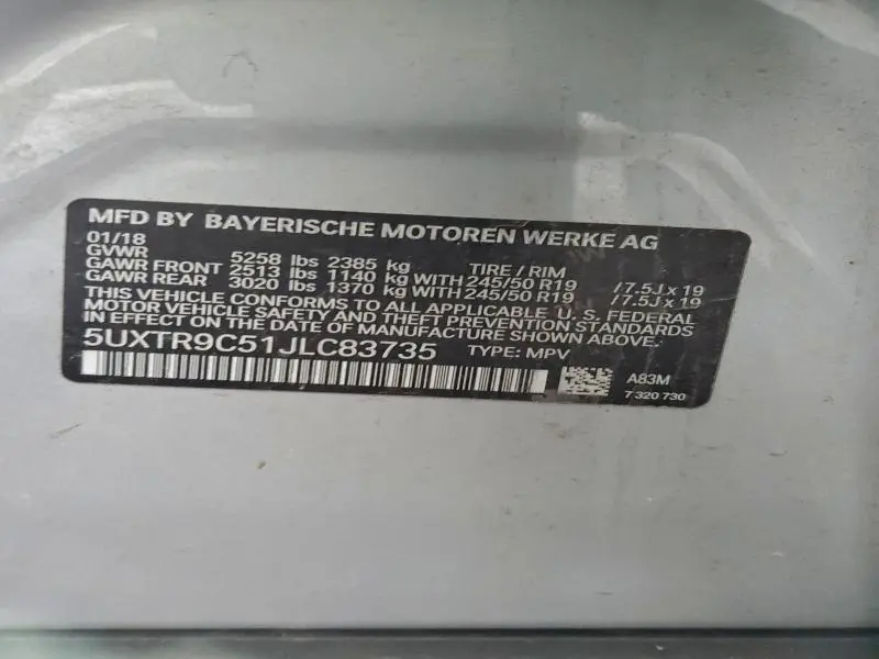 2018 BMW X3 XDRIVE30I  