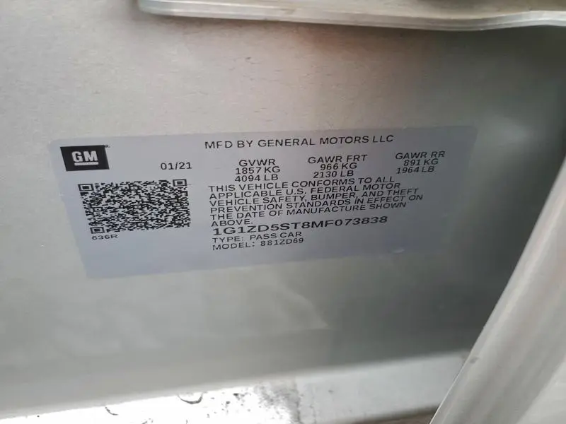 2021 CHEVROLET MALIBU LT  