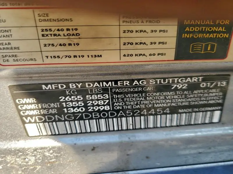 2013 MERCEDES-BENZ S 550  