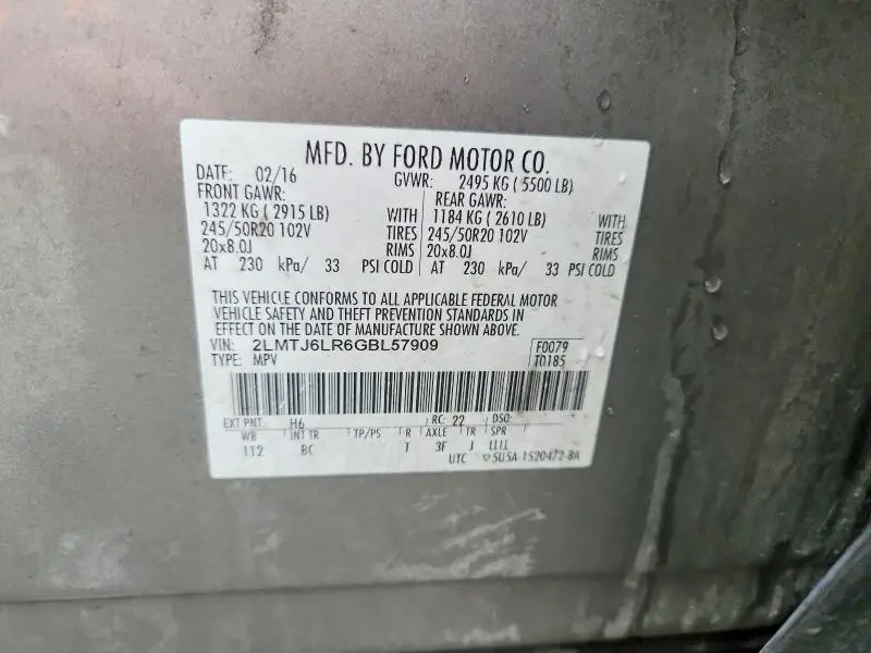 2016 LINCOLN MKX RESERVE  