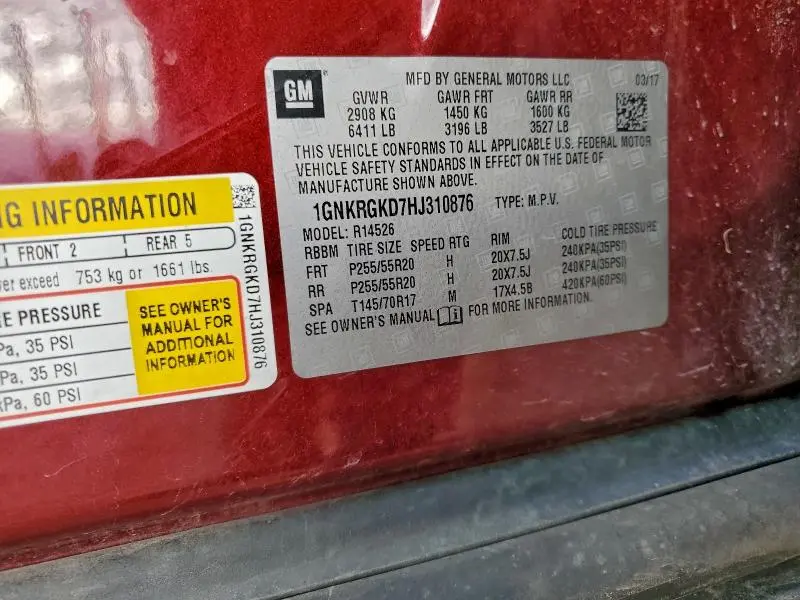 2017 CHEVROLET TRAVERSE LT  