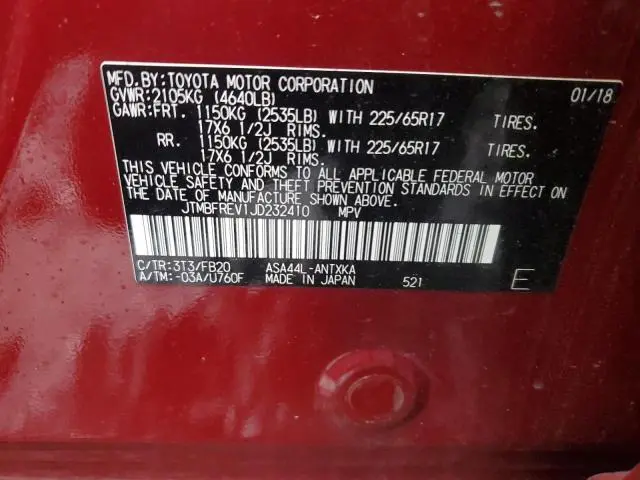 2018 TOYOTA RAV4 LE  