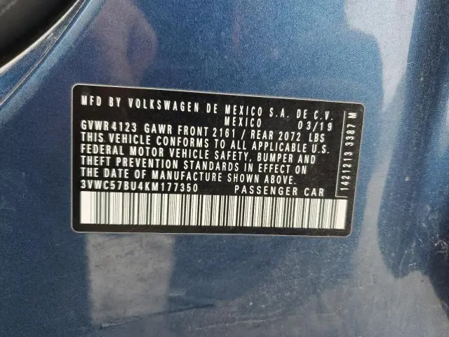 2019 VOLKSWAGEN JETTA S  