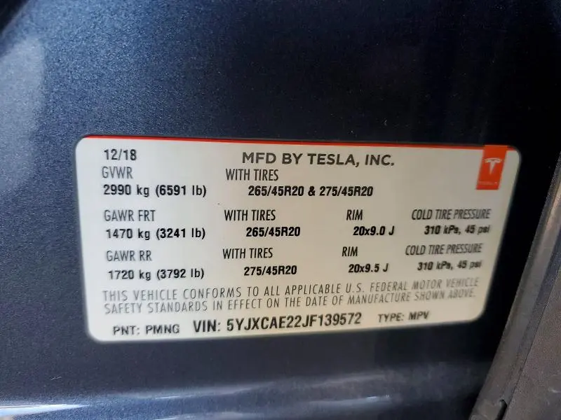 2018 TESLA MODEL X   