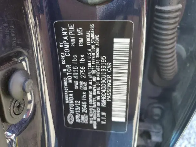 2012 HYUNDAI GENESIS 3.8L  