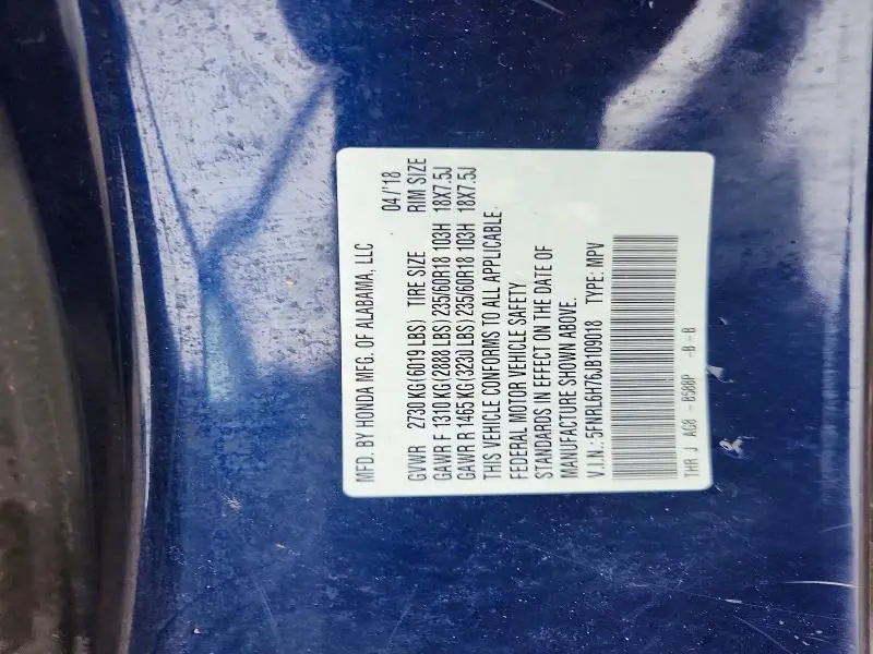 2018 HONDA ODYSSEY EXL  