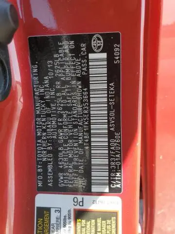 2014 TOYOTA CAMRY L  