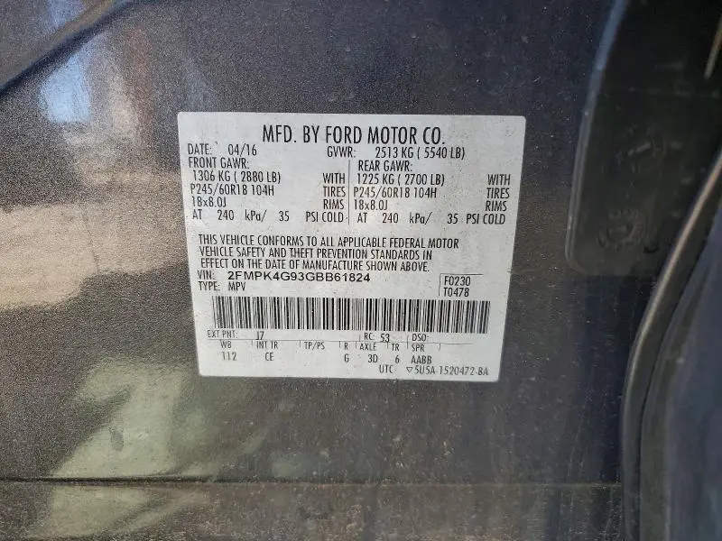 2016 FORD EDGE SE  