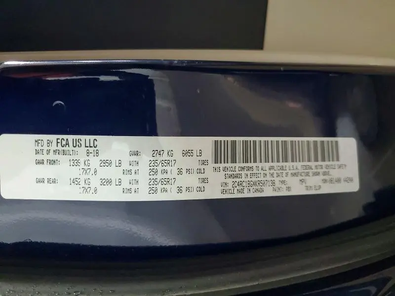 2019 CHRYSLER PACIFICA TOURING L  