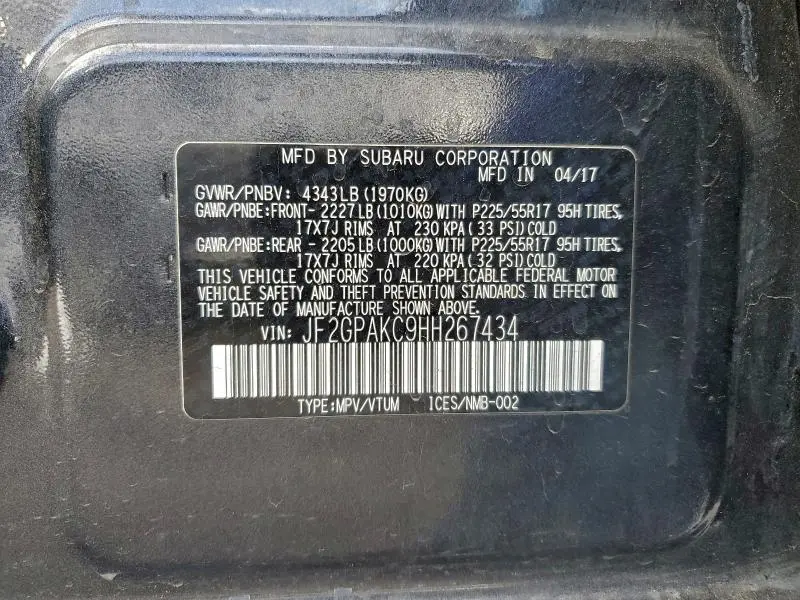 2017 SUBARU CROSSTREK LIMITED  